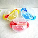 Baby Feeding Tableware Children Plate Sucker Bowl Toddler Baby Kids Child Feeding Lid Training Bowl with Spoon Learnning Dishes