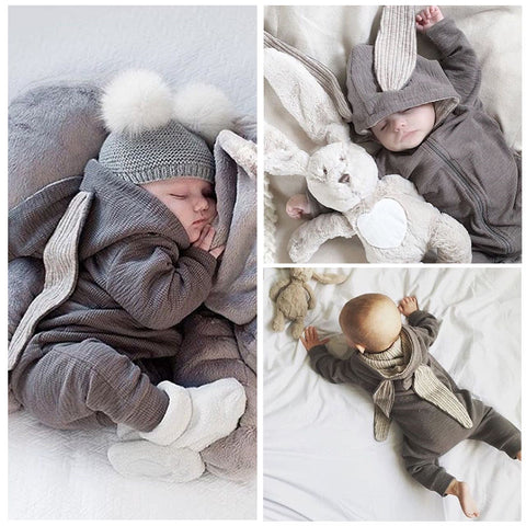 3D Bunny Ear Romper Jumpsuit Playsuit  One Piece