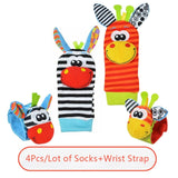 Cartoon Baby Toys 0-12 Months Soft Animal Baby Rattles Children Infant Newborn Plush Sock Baby Toy Wrist Strap Baby Foot Socks