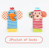 Cartoon Baby Toys 0-12 Months Soft Animal Baby Rattles Children Infant Newborn Plush Sock Baby Toy Wrist Strap Baby Foot Socks