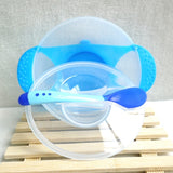 Baby Feeding Tableware Children Plate Sucker Bowl Toddler Baby Kids Child Feeding Lid Training Bowl with Spoon Learnning Dishes