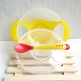 Baby Feeding Tableware Children Plate Sucker Bowl Toddler Baby Kids Child Feeding Lid Training Bowl with Spoon Learnning Dishes