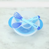 Baby Feeding Tableware Children Plate Sucker Bowl Toddler Baby Kids Child Feeding Lid Training Bowl with Spoon Learnning Dishes