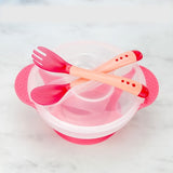 Baby Feeding Tableware Children Plate Sucker Bowl Toddler Baby Kids Child Feeding Lid Training Bowl with Spoon Learnning Dishes