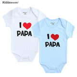 Newborn Baby Clothes Short Sleeve Girl Boy Clothing  I Love Papa Mama Design 100%Cotton Rompers de bebe Costumes White