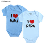 Newborn Baby Clothes Short Sleeve Girl Boy Clothing  I Love Papa Mama Design 100%Cotton Rompers de bebe Costumes White