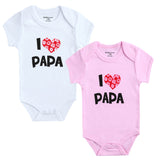 Newborn Baby Clothes Short Sleeve Girl Boy Clothing  I Love Papa Mama Design 100%Cotton Rompers de bebe Costumes White