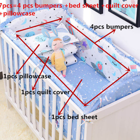 Baby Bedding Set 100% Cotton Crib Bedding Set Baby Cot Protector