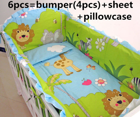 7PCS Lion baby cot bedding sets for baby bed set,Baby D,120*60/120*70cm